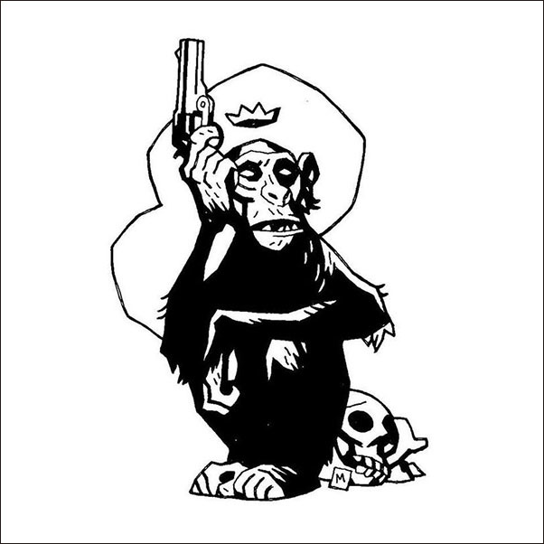 マイク・ミニョーラ原案、銃を持つ猿、極少量のみ入荷_a0077842_23405707.jpg