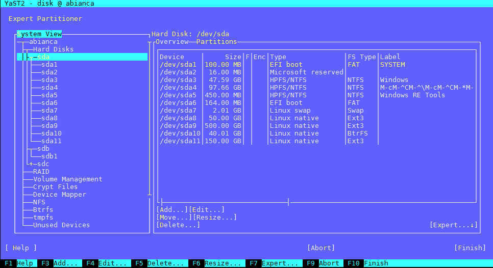 SUSE Linux 「難しい、複雑を簡単に」YaST によるパーティション管理_a0056607_09404875.jpg
