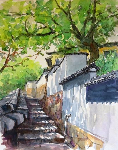 文学の小道 : tedkimotoの水彩画