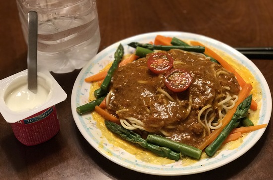糖質0g麺で カレー麺 ♪_c0212604_2242413.jpg