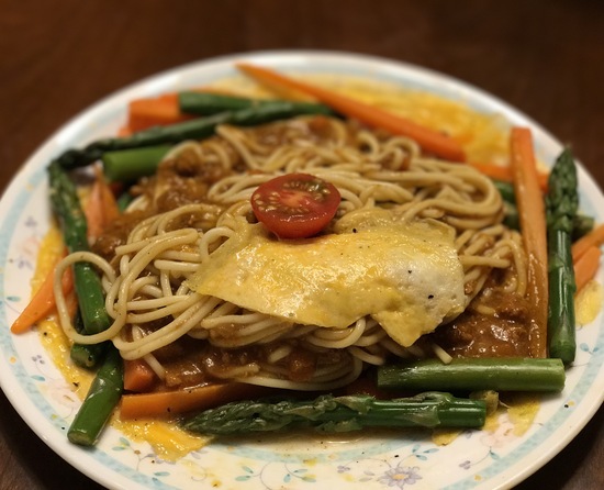 糖質0g麺で カレー麺 ♪_c0212604_22431930.jpg