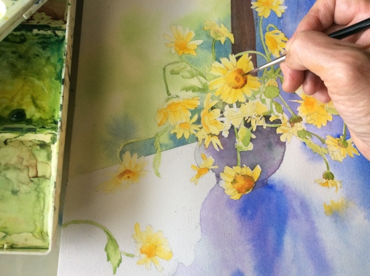 春菊の花 仕上がりました : ポッと出っスけど杉山ひとみ/水彩画ブログ