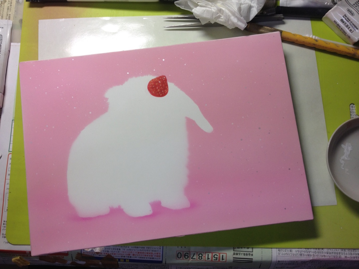 #リアリズム絵画［#萌獣］ #ユニピョーン：一号（兎に角：つのうさぎ）#メイキング_a0021565_22453145.jpg