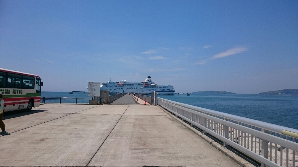 館山夕日桟橋に到着 城山通信