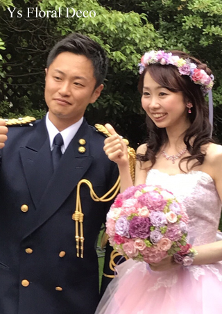 ピンク&ラベンダーのお色直しドレスに 花冠&リストレット _b0113510_16072084.jpg