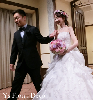 ピンク&ラベンダーのお色直しドレスに 花冠&リストレット _b0113510_16075798.jpg