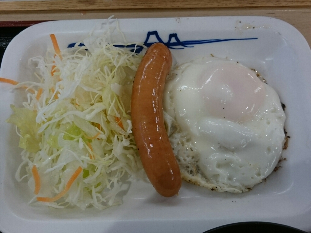 7/9  ソーセージエッグ定食山形だし￥400@松屋_b0042308_07130401.jpg