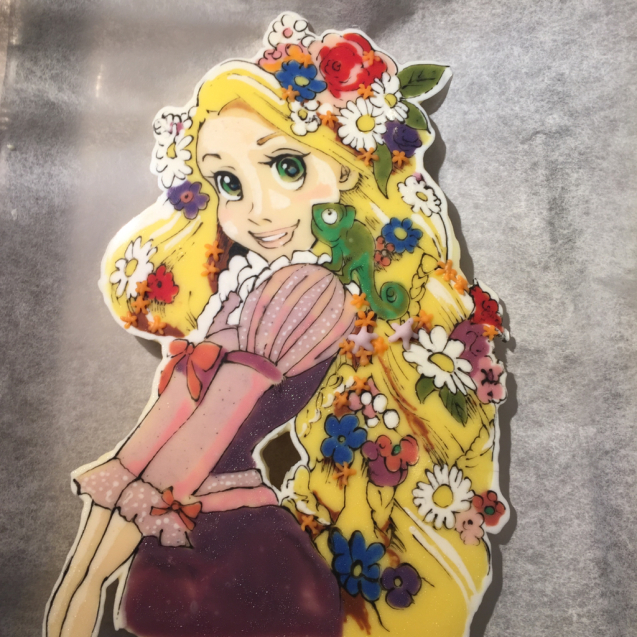 ラプンツェルのドールケーキ (生花の飾り方)_f0305147_19280735.jpg