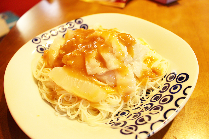 刺身そーめんジュレかけ。_a0139912_08555467.jpg