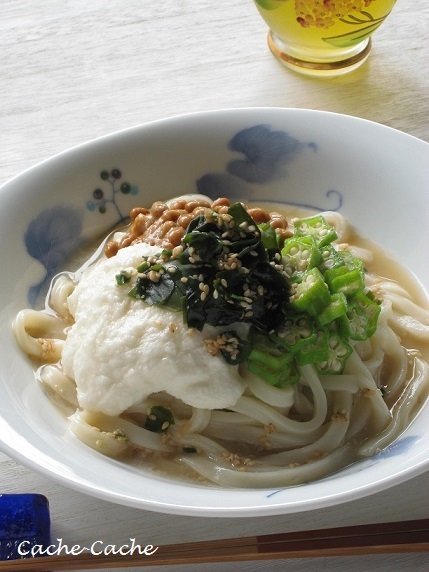 わかめも入れて♪ ねばねば冷やしうどん_d0319943_14353085.jpg