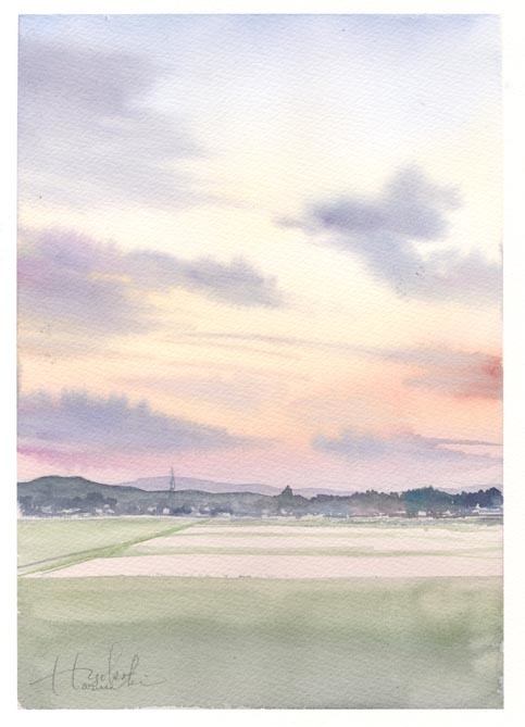 夕暮れ　　？　　水彩画_f0176370_16183028.jpg