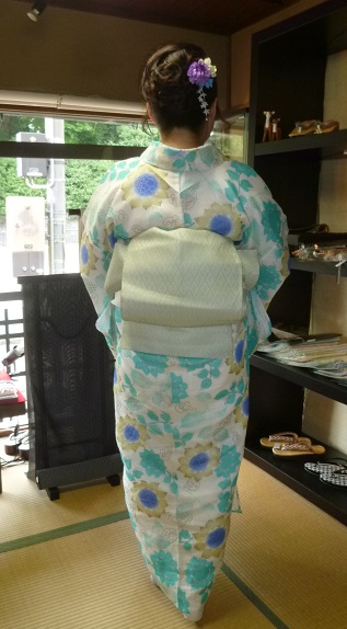 上七軒ビアガーデンのお客様・明石上布にまいづる羅紗帯_f0181251_18545038.jpg