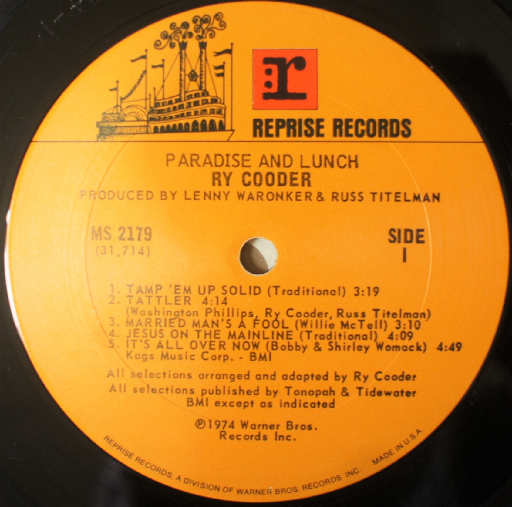 Ry Cooder その4 Paradise And Lunch : アナログレコード巡礼の旅