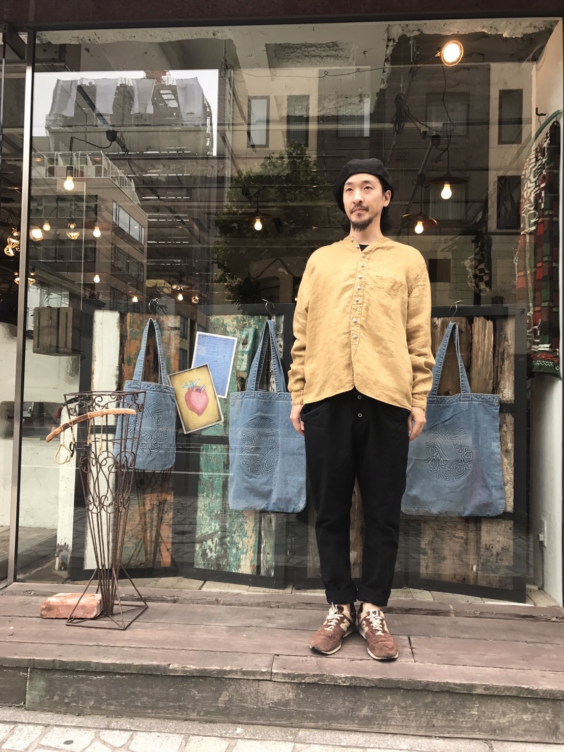 ガーゼリネンヘリンボン スタンドペニーシャツ | KAPITAL