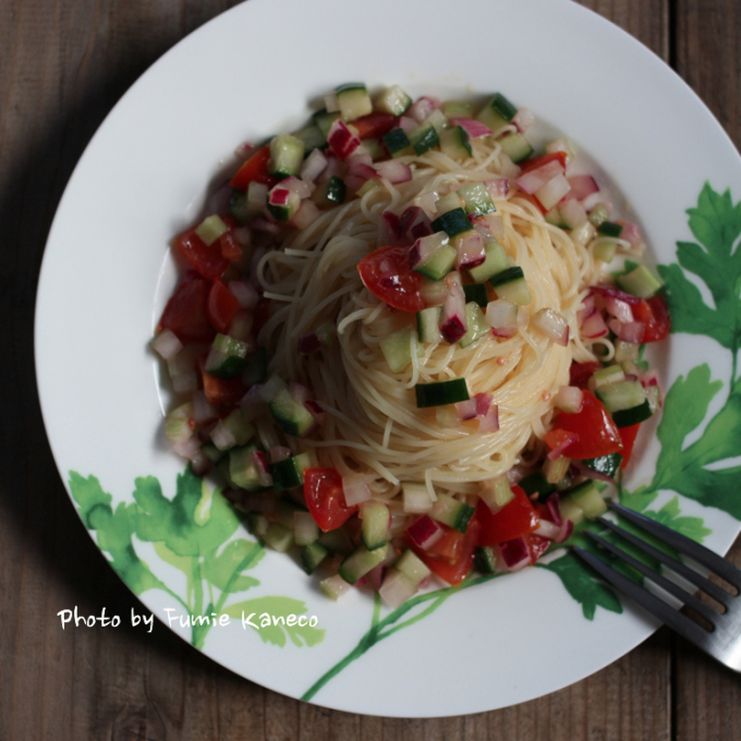 チャーミングなルックス♡　夏野菜の冷製パスタ_f0235919_07393363.jpg
