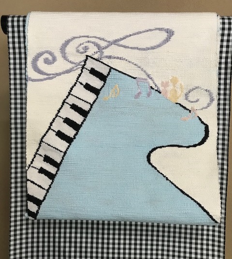 ピアノと音符と猫の手織り八寸帯を格子の大島でコーデ2_f0181251_1294112.jpg