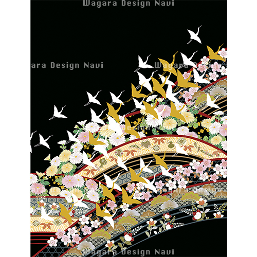 吉祥 波に鶴模様 和柄デザイン素材のwagara Design Navi 吉祥 波に鶴模様 和柄デザイン素材のwagara Design Navi
