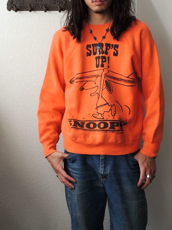 60S SPRUCE SWEAT SHIRT SNOOPY SURF'S UP!--RECOMMEND