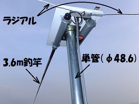 21MHz帯の水平ホイップアンテナを作ってみた。 : 青いそらの下