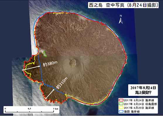 火山活動低下する西之島（8月30日・海保）_c0184737_2012178.jpg