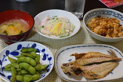 麻婆豆腐・鯵開き_b0068780_15440801.jpg