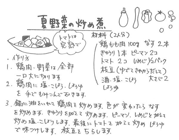 夏野菜の炒め煮レシピ他_e0037650_14315857.jpg