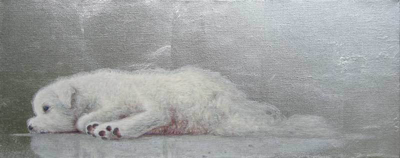 私の流行の動物の油絵「犬」_e0369389_06255703.jpg