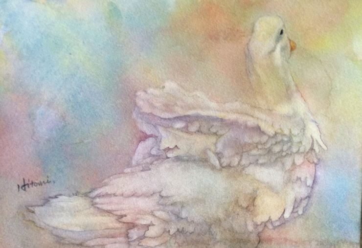 白い鳥 水彩画 台風18号接近中 ポッと出っスけど杉山ひとみ 水彩画ブログ 白い鳥 水彩画 台風18号接近中 ポッと出っスけど杉山ひとみ 水彩画ブログ