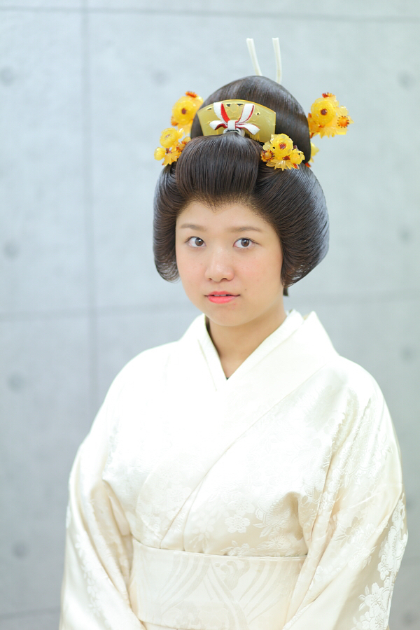 花嫁かつらの髪型である文金高島田の体験会にお越しくださいました