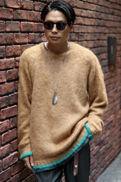 Name. : MOHAIR CREW NECK SWEATER＆GLEN PLAID TAPERED TROUSERS_f0224266_19012598.jpg