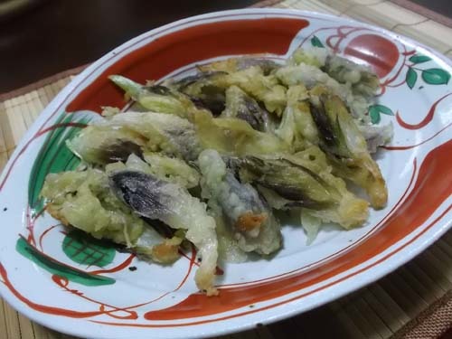 じいちゃんの料理 みょうがの天ぷら&たらこスパゲティ_f0019498_10142385.jpg