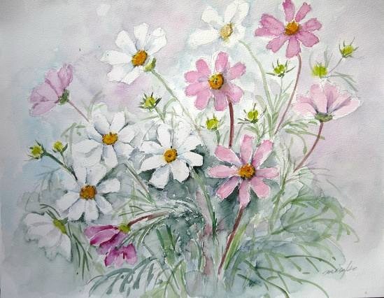 コスモス 水彩画misako花のパレット コスモス 水彩画misako花のパレット
