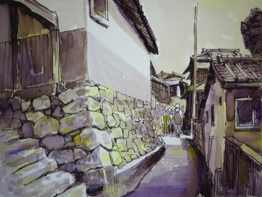 2色で描いた風景画 : tedkimotoの水彩画