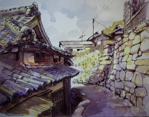 2色で描いた 光と影 : tedkimotoの水彩画