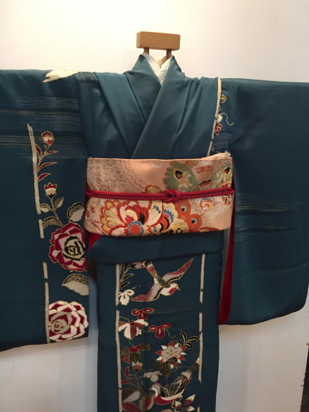 ３０日から！目黒「空フル」アールデコ！鳥と薔薇時計草刺繍着物×ピンクデコ丸帯♪販売商品4_c0321302_22315091.jpg