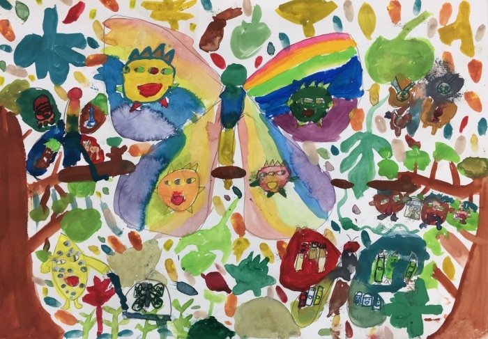 子どもクラス作品紹介「蝶々のいる風景」。 : ナカガワ ・ペイン