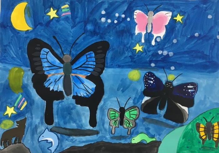 子どもクラス作品紹介「蝶々のいる風景」。 : ナカガワ ・ペイン