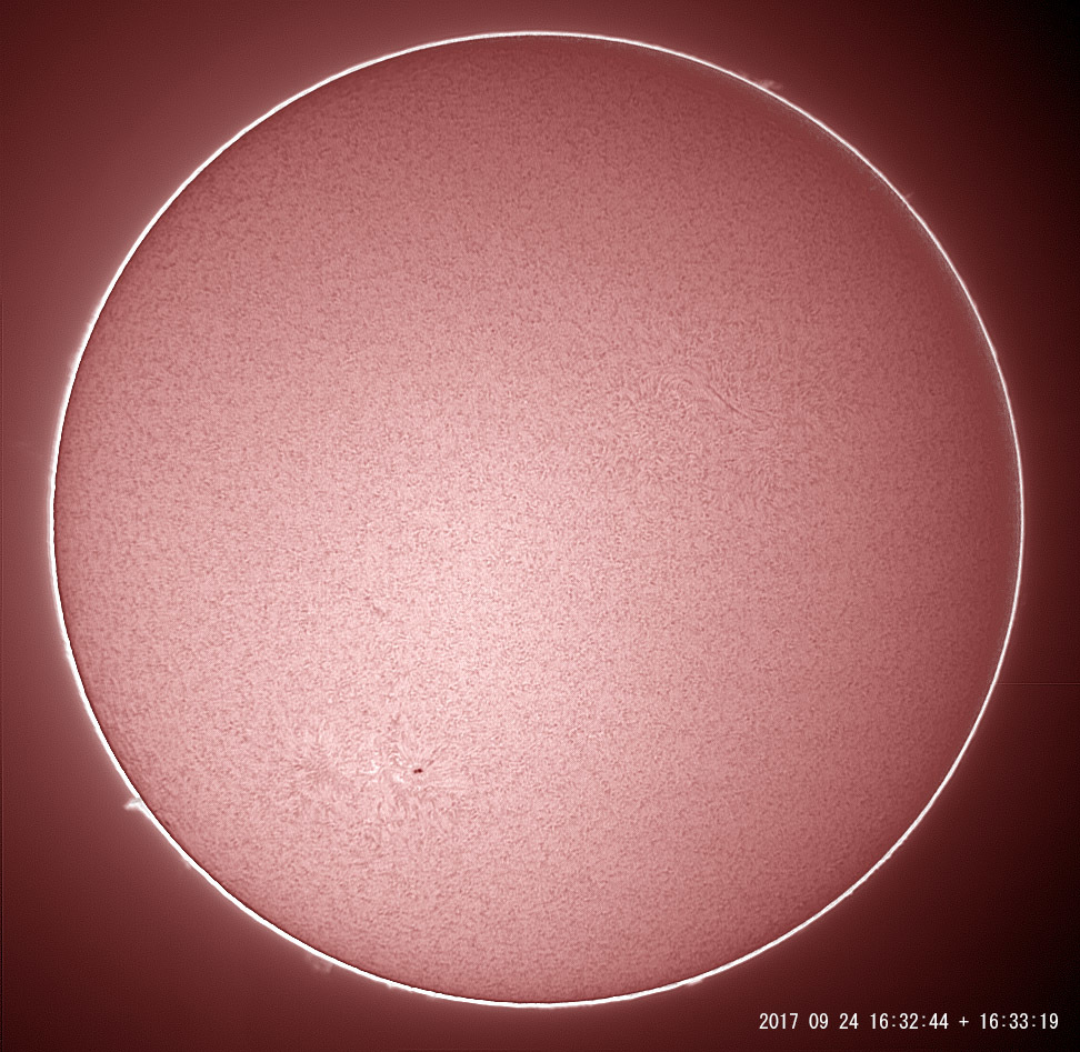 9月24日の太陽　可視光のみ→Ha追加_e0174091_21574016.jpg