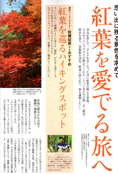 女性雑誌 ゆうゆう 11月号の 紅葉を愛でる旅へ にご注目ください 森林インストラクターのブログ フォレスト 石風花1