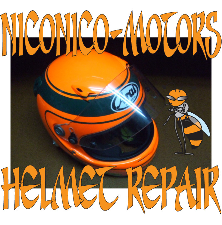 Helmet Repair ヘルメットリペア ヘルメット修理店 ニコニコモータース 4輪用 ARAI GP-5W RACING HELMET　_f0348723_02560245.jpg