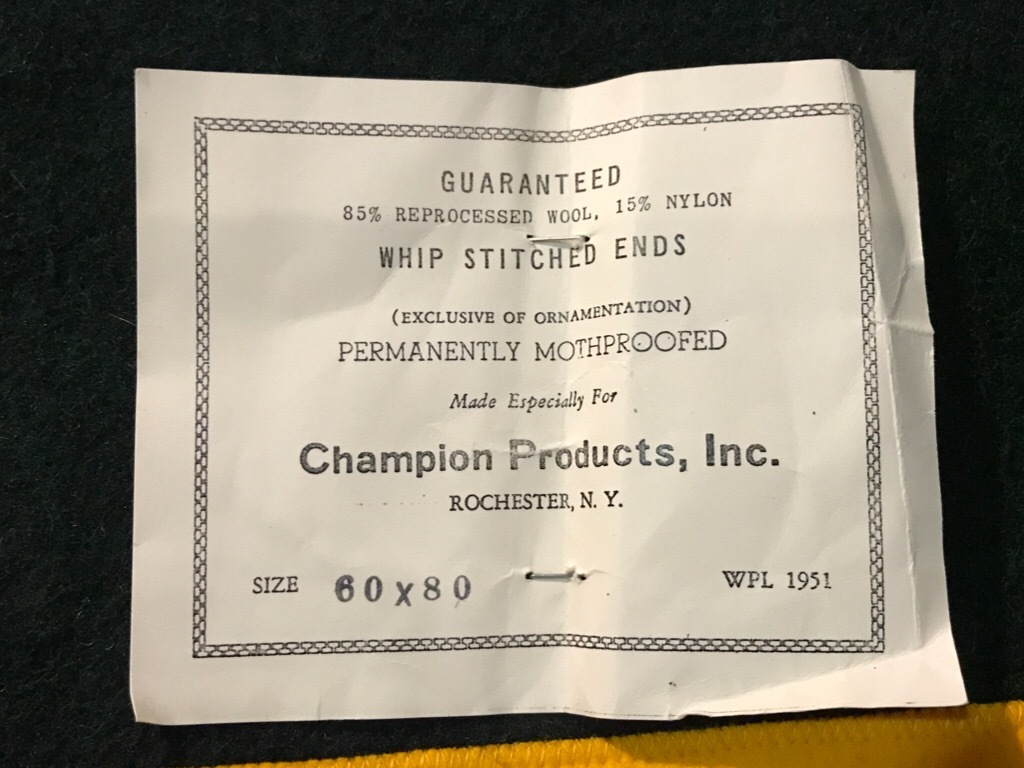 神戸店10/11(水)ヴィンテージ入荷!#3 60\'s Champion NOS Wool Banner!Vintage Letterman Item!!!_c0078587_14013560.jpg