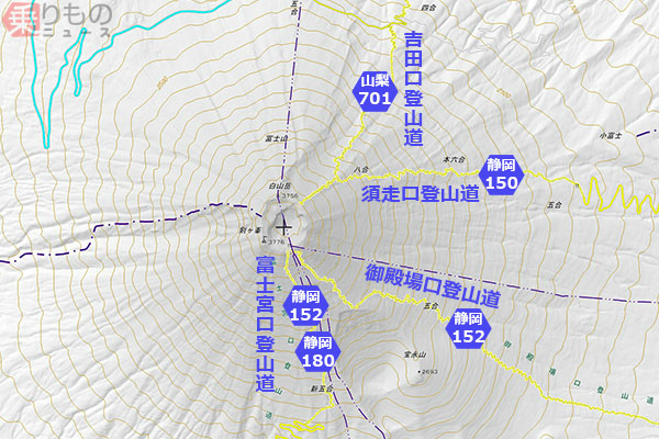 富士山頂に通じる4つの登山道は県道_c0219866_12282988.jpg
