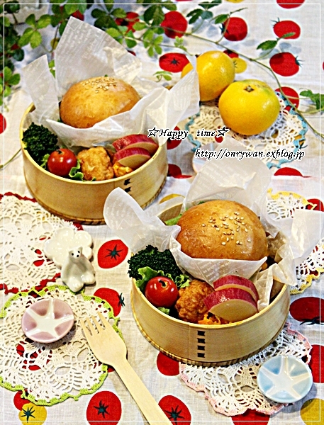 手作りバンズでハムカツバーガー弁当♪_f0348032_17322169.jpg