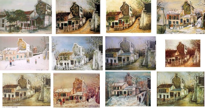 モーリス・ユトリロ、【雪のラパン・アジル】、希少な額装用画集より