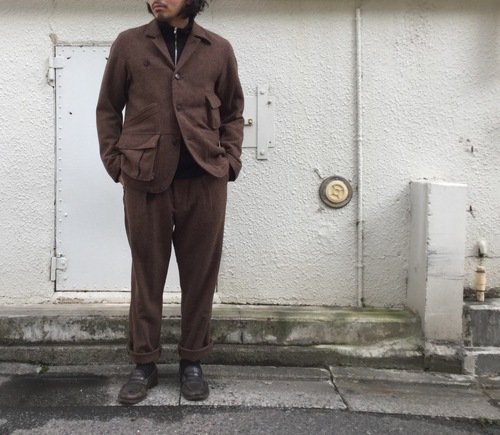 H.UNIT STORE LABEL TWEED HANDS FREE JACKET&WIDE TROUSERS_c0221885_19522630.jpg