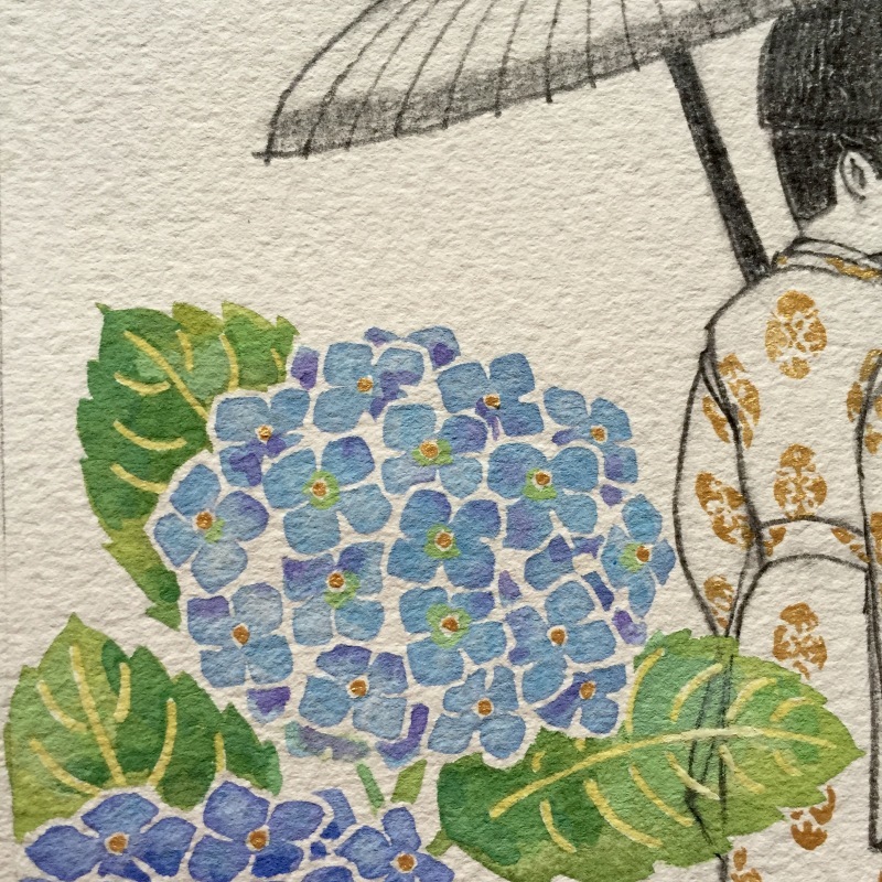 はがき絵を描く ８ 丘の上から通信