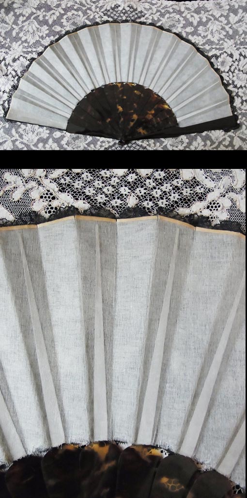 ベルギーレースヴィンテージ扇エヴァンタイユ フランス アンティーク