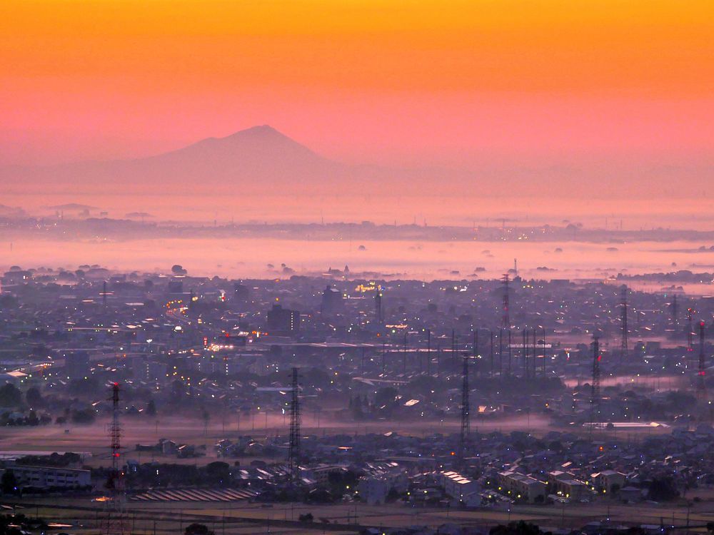 筑波山と日の出を 私のデジタル写真眼