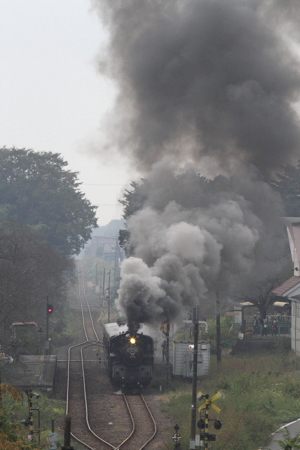 光るレールと発車の煙 - 真岡・2017年秋 -_b0190710_22385458.jpg