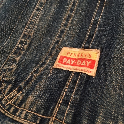 1950s \" PENNEY\'S PAY-DAY \" VINTAGE -raglan sleeve- DENIM COVER ALL ._d0172088_19545162.jpg